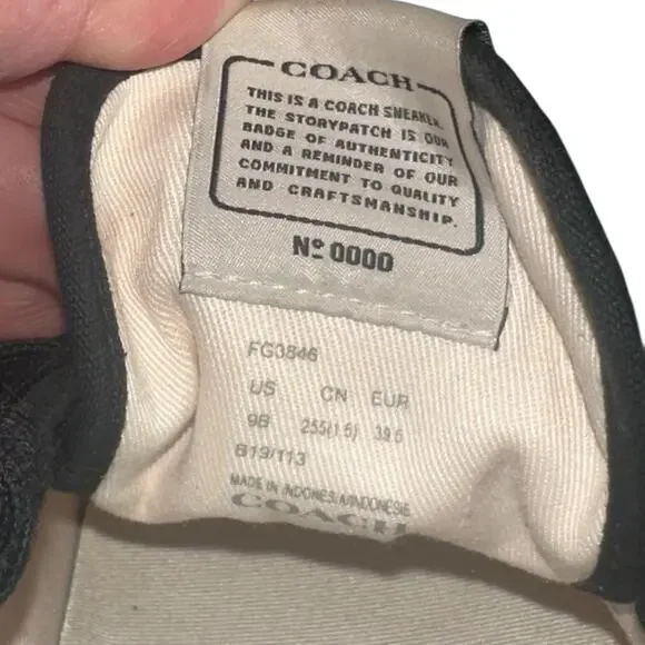 Coach FG3846 Logo Canvas Sneakers Women’s Sz 9B White Black Lace Up Casual Shoes - Picture 8 of 15